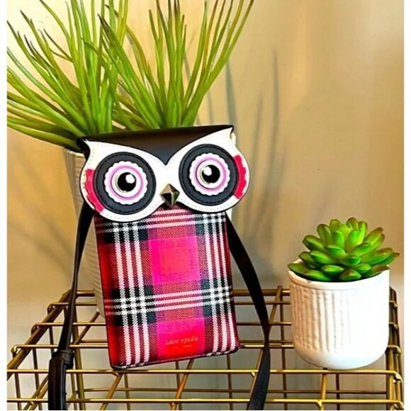 kate spade Handbags - Kate Spade Blinx North South Phone Owl Plaid Crossbody ~EUC~